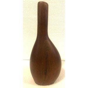 Vintage Hand Turned Walnut Bud Vase, Wood, Mid Century Modern